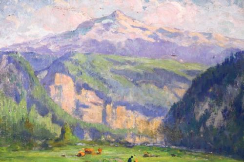 fig 2. Jules Hevre Mathe. French (1868-1953) Oil painting. French Alps