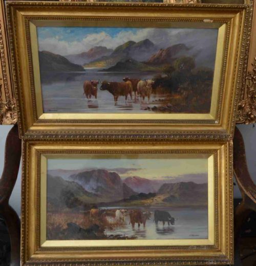 Pair F Walters Oil Paintings (Highland Cattle)