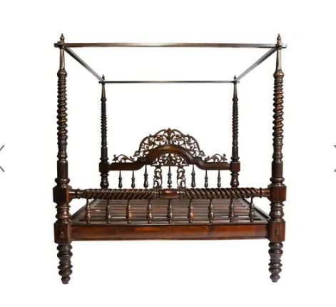 fig 1. A 19th cent 6FT KINGSIZE mahogany full tester bed (2 beds in stock)