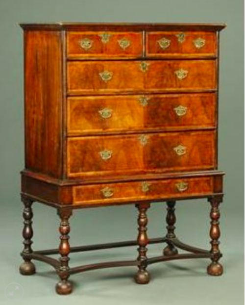 Edwardian Figured Crossbanded Walnut Chest on Stand