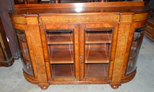 A Victorian Four Door Burr Walnut Credenza