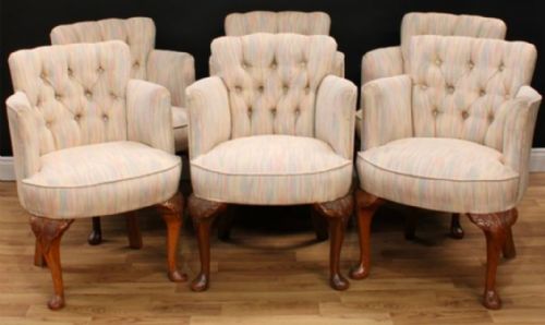 A Set of Six George II Revival Club or Tub Chairs