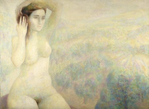 Fred  Petereit

 Huge Fred Petereit ( 1925 - 1970 ) Nude Oil Painting