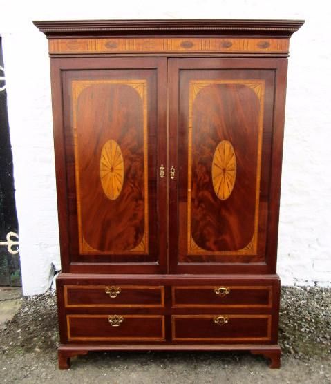 Georgian Inlaid Mahogany Linen Press