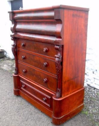fig 1. Victorian Scottish mahogany OG chest of drawers.