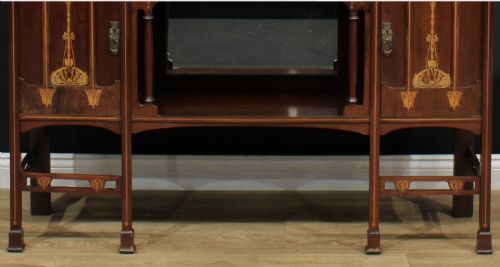 A FINE ART NOUVEAU PERIOD MAHOGANY AND MARQUETRY DISPLAY CABINET - ADDITIONAL PHOTO 2