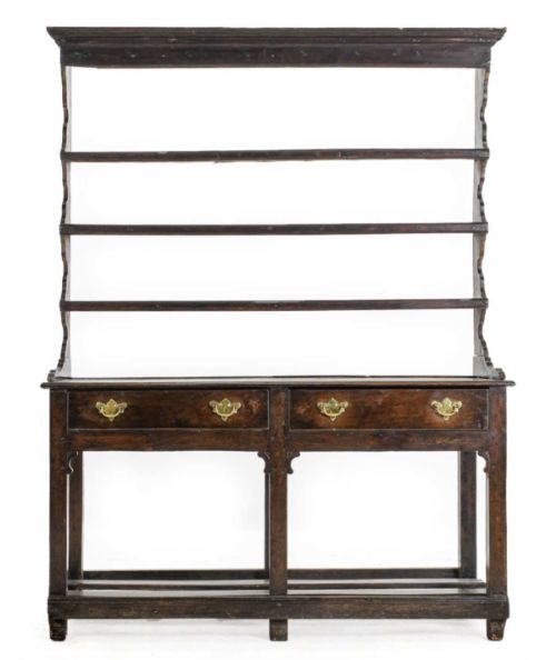 Georgian Provincial Oak Pot Tray Plateback Dresser