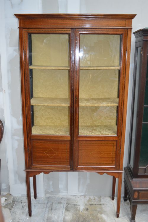 Edwardian Inlaid Mahogany China Cabinet