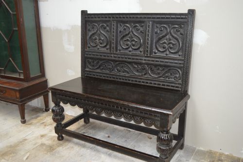 A 19th Century Carved Oak Hall Bench