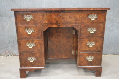 Antique Burr Walnut Kneehole Desk