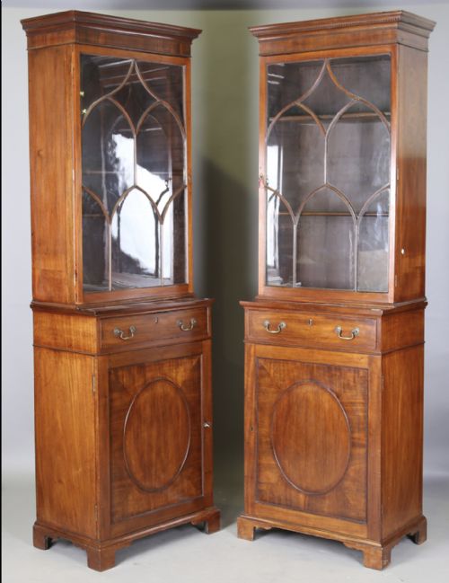 A Pair of 19th Century Mahogany Library Bookcase Cabinets