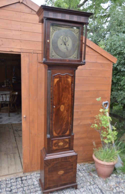 A Dublin 18th Century Brass Faced Mahogany Eight Day Long Case Clock