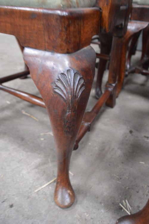 RARE SET OF EIGHT GEORGE II BURR WALNUT DINING CHAIRS - ADDITIONAL PHOTO 3