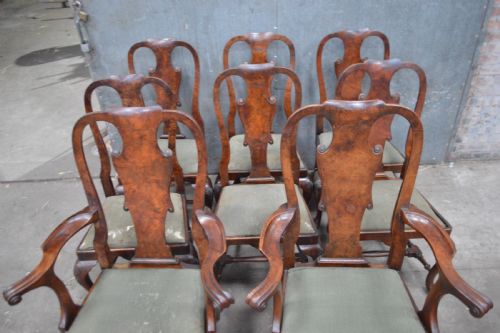 RARE SET OF EIGHT GEORGE II BURR WALNUT DINING CHAIRS - ADDITIONAL PHOTO 4