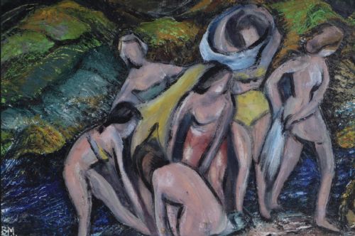 KENNETH B MALPASS LES BAIGNUSES OIL PAINTING - ADDITIONAL PHOTO 1