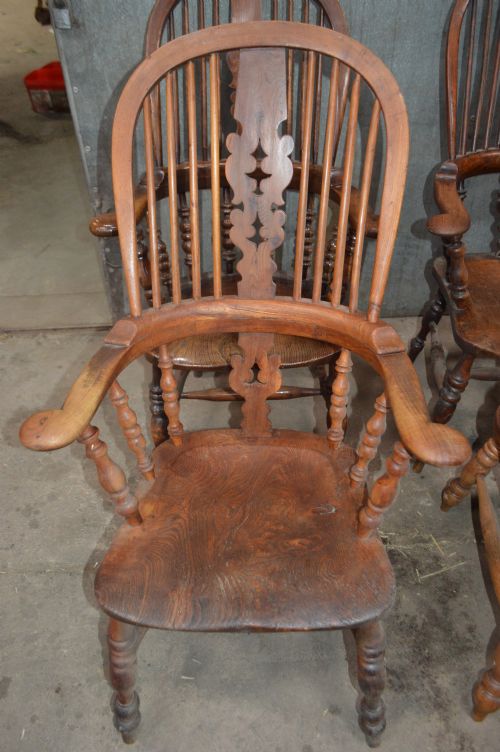 SIX VICTORIAN PAD ARM HIGH BACK WINDSOR CHAIRS - ADDITIONAL PHOTO 1
