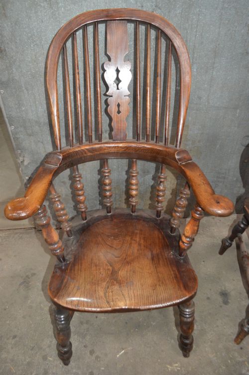 SIX VICTORIAN PAD ARM HIGH BACK WINDSOR CHAIRS - ADDITIONAL PHOTO 2