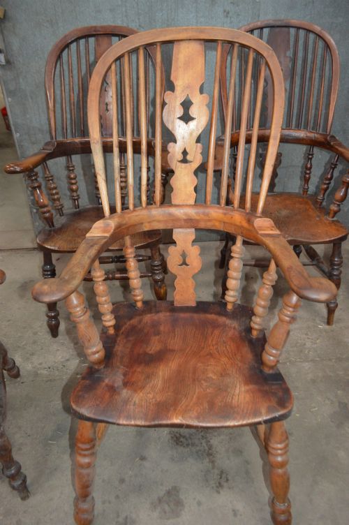 SIX VICTORIAN PAD ARM HIGH BACK WINDSOR CHAIRS - ADDITIONAL PHOTO 4