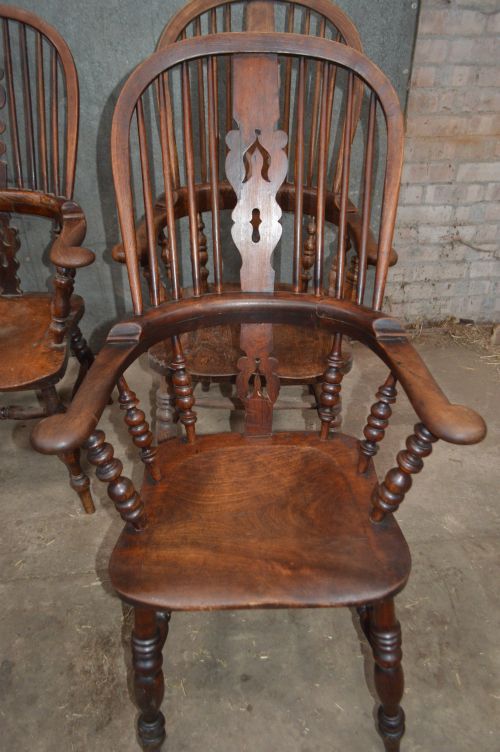 SIX VICTORIAN PAD ARM HIGH BACK WINDSOR CHAIRS - ADDITIONAL PHOTO 5