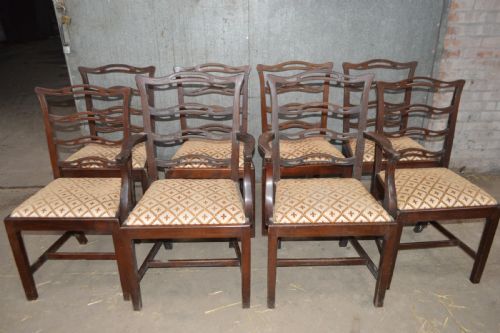 Set of Eight Victorian S&h Jewell Ladder Back Dining Chairs