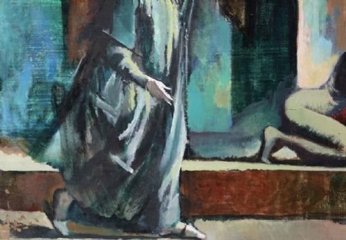 ANDRE DELFAU LADIES OF THE NIGHT OIL PAINTING - ADDITIONAL PHOTO 5