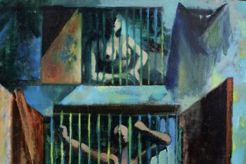 ANDRE DELFAU LADIES OF THE NIGHT OIL PAINTING - ADDITIONAL PHOTO 7