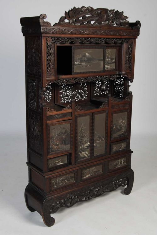 MEIJI PERIOD JAPANESE SHODONA CABINET ON STAND