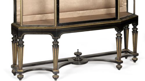 A LARGE 19TH CENTURY PARCELGILT AND EBONISED VITRINE - ADDITIONAL PHOTO 1