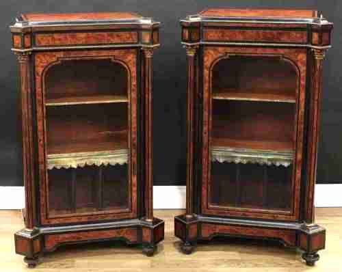 A Fine Pair of Victorian Amboyna Side Cabinets