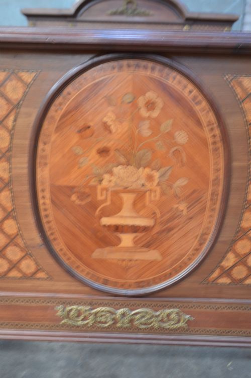 FRENCH LOUIS XVI REVIVAL MARQUETRY DOUBLE BED - ADDITIONAL PHOTO 1