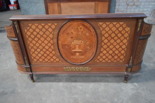 FRENCH LOUIS XVI REVIVAL MARQUETRY DOUBLE BED - ADDITIONAL PHOTO 5