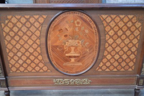 FRENCH LOUIS XVI REVIVAL MARQUETRY DOUBLE BED - ADDITIONAL PHOTO 7