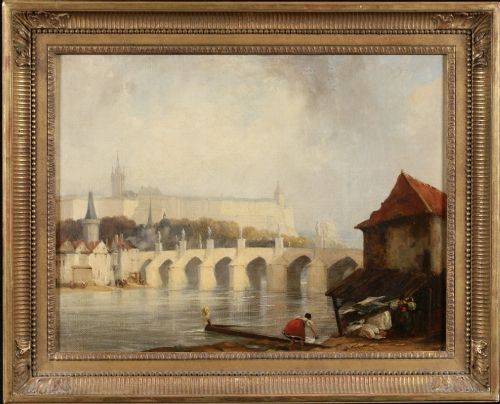 1830’S Fine English Oil Painting “Charles Bridge & Prague Castle"