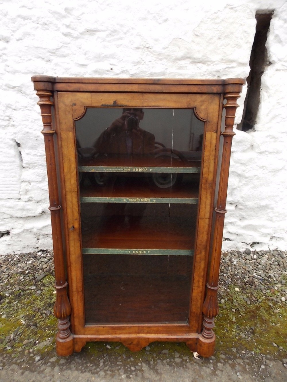 Victorian Burr Walnut Music Cabinet. 