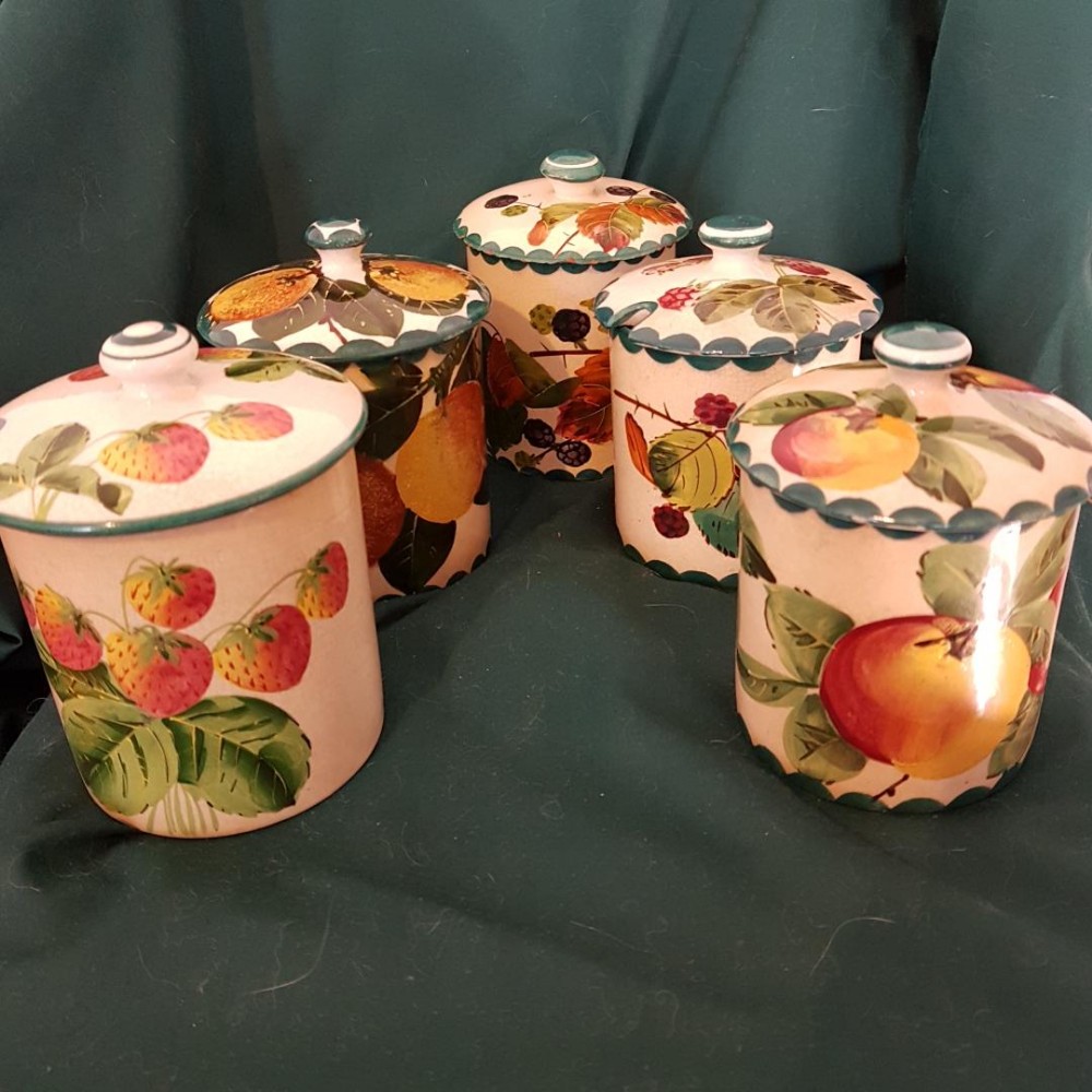 A collection of five Wemyss ware jam pots (Five items) Scottish