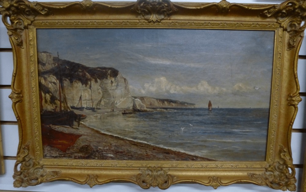 Gustave de Breanski. Oil Painting (White cliff seascape)