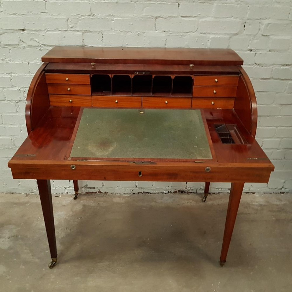 George III 18th century Mahogany tambour rolltop desk. 
