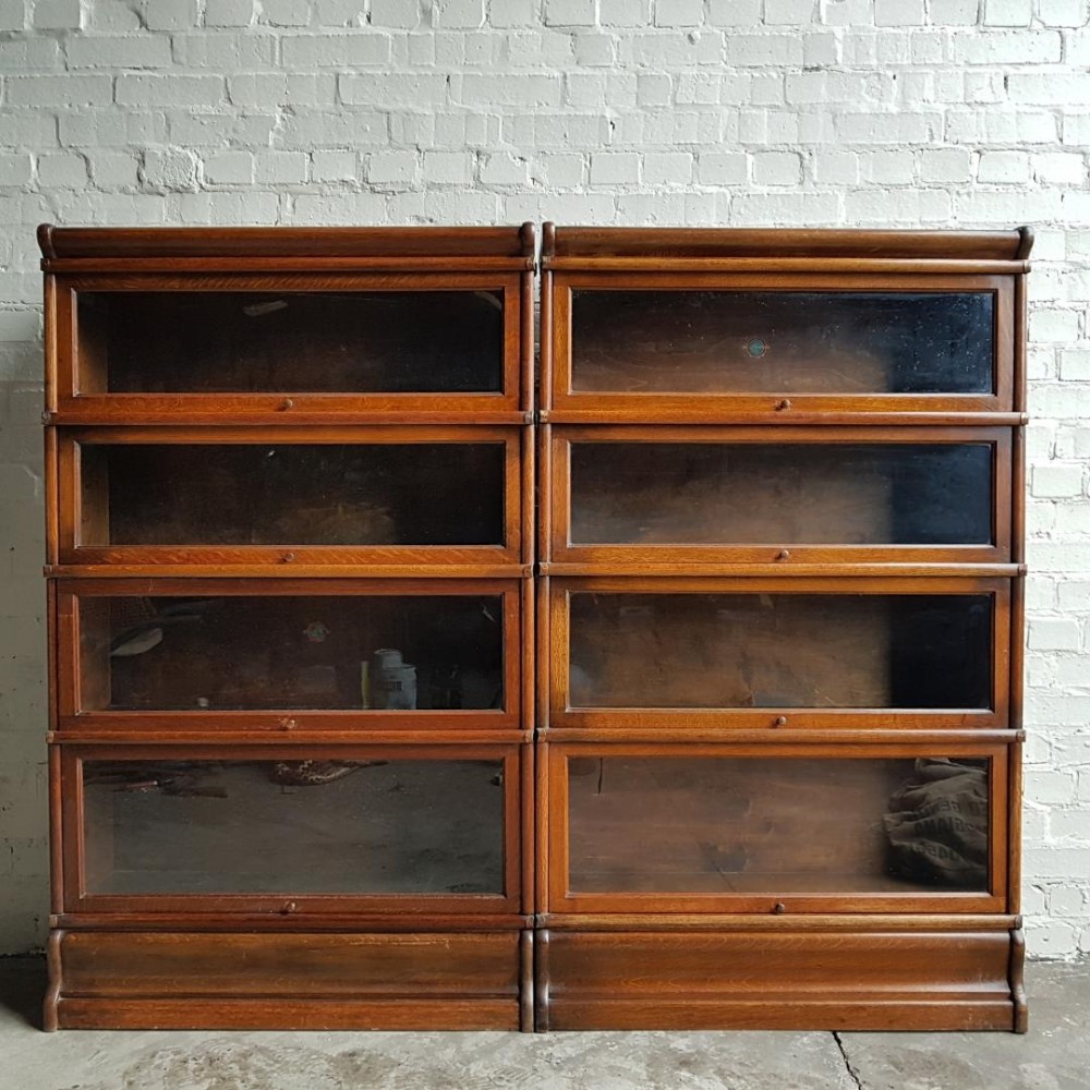 A good pair of golden oak Globe Wernicke four section stacking bookcases