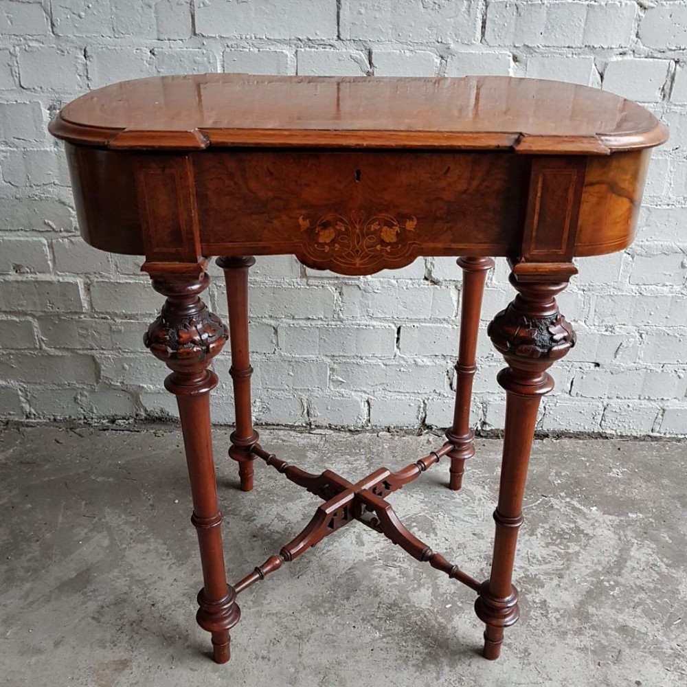 Victorian burr walnut sewing table