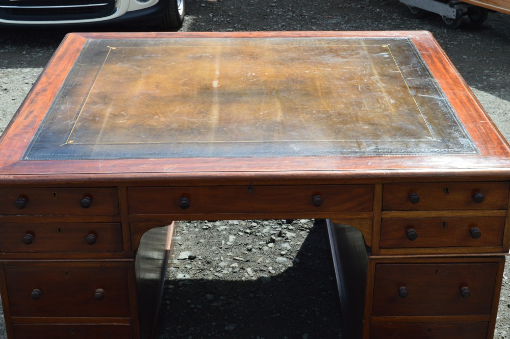Georgian style 19th century mahogany partners desk. View IV