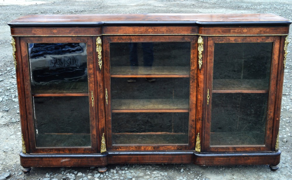  A Victorian burr walnut ormolu Credenza (Bookcase)