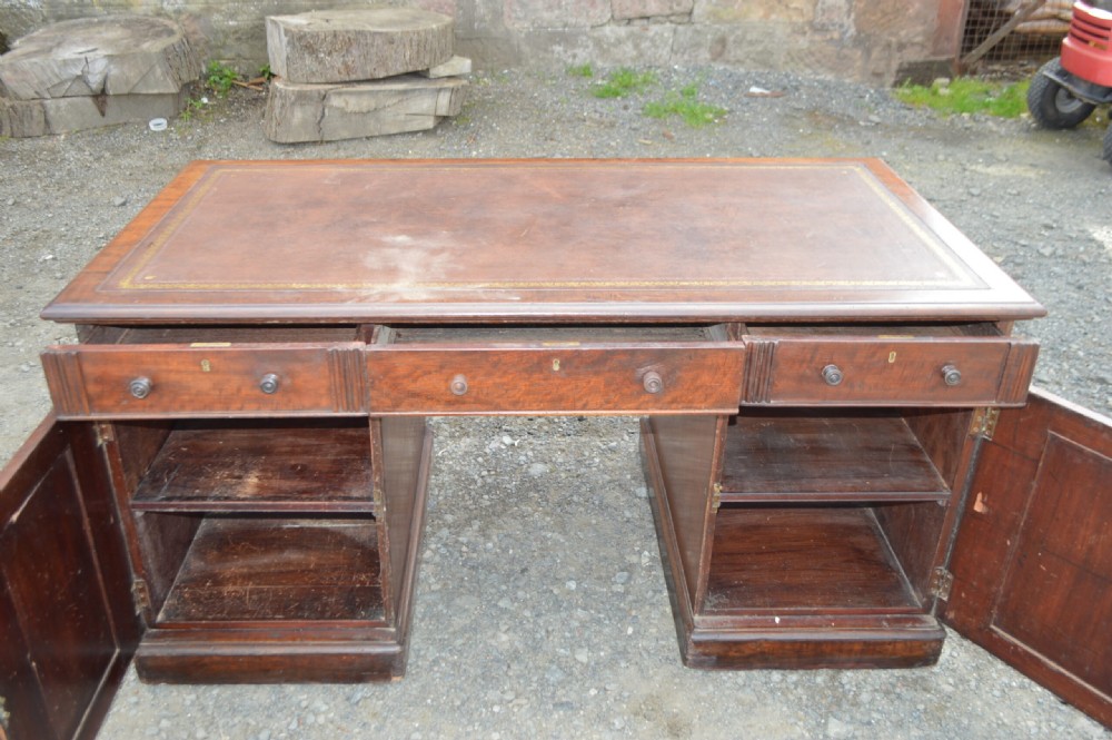 Early Victorian Mahogany Partners Desk. View III