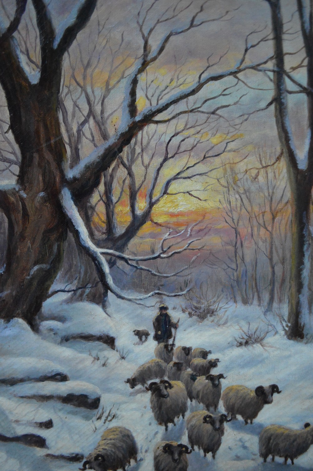 Pair large 19th-century follower of Joseph Farquharson. Oil on Canvas. x 2 View VII