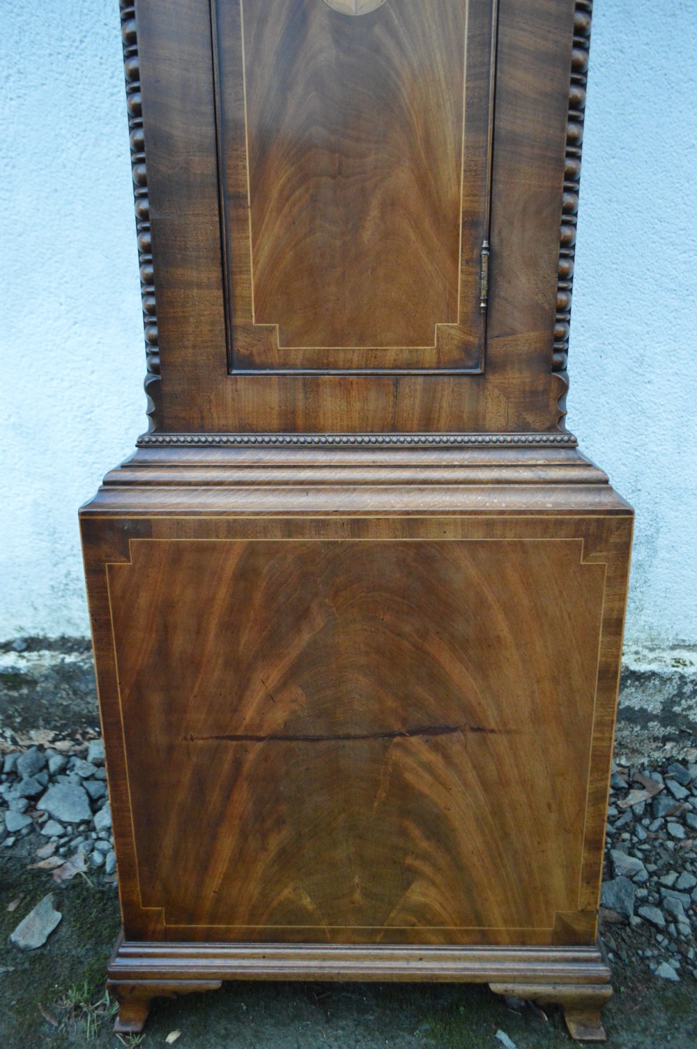 George III inlaid mahog longcase clock. Scottish (Alloa) Peter Miller View VIII