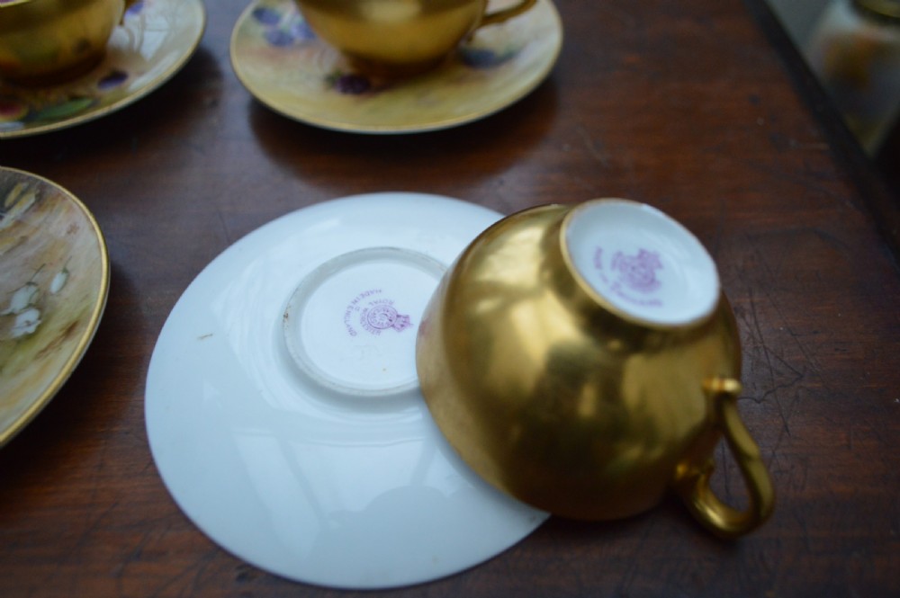 6pc Worcester fruits demitasse tea set. View III