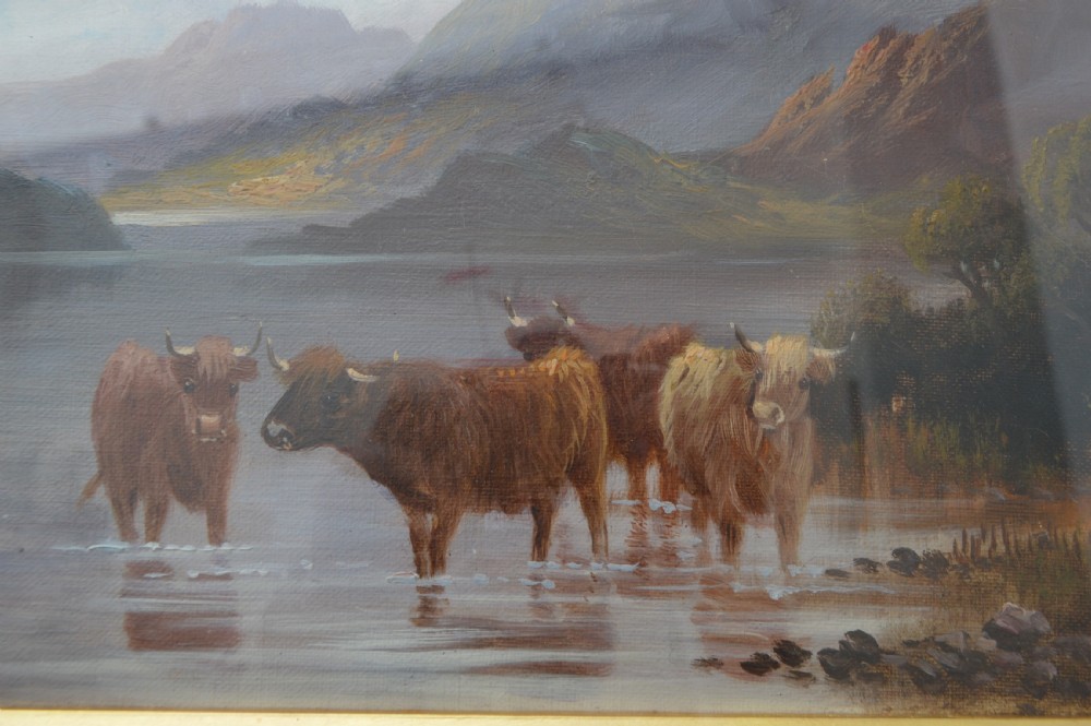 Pair F Walters Oil paintings (Highland Cattle) View V