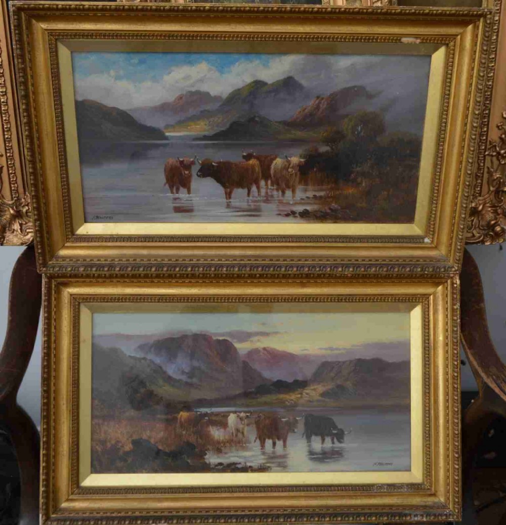Pair F Walters Oil paintings (Highland Cattle)