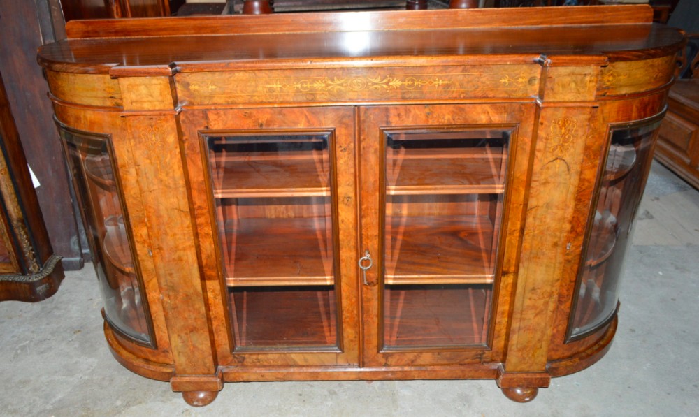 A Victorian four door burr walnut credenza