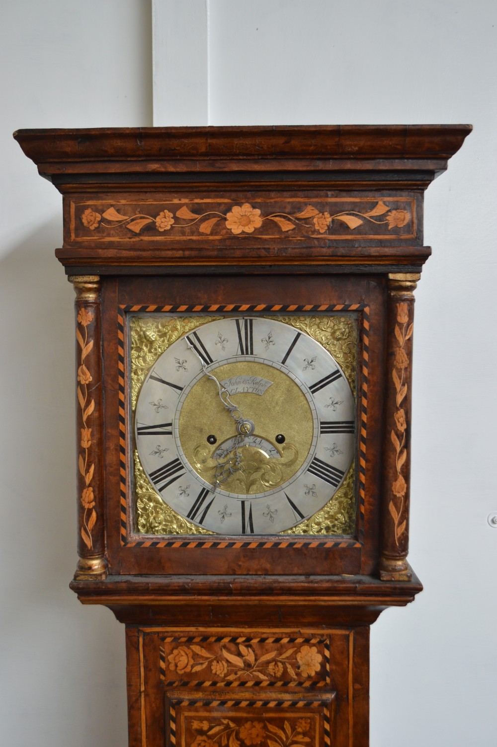 A good  marquetry long case clock. Circa 1725 View II
