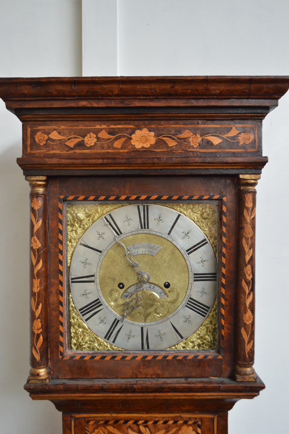 A good  marquetry long case clock. Circa 1725 View III